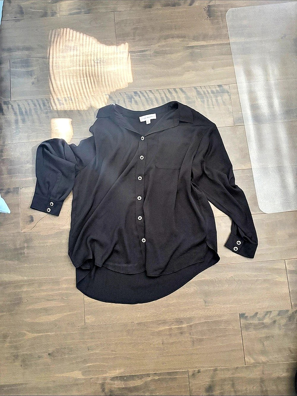 Catherine Malandrino Black Rayon Button Down Blouse Size XL